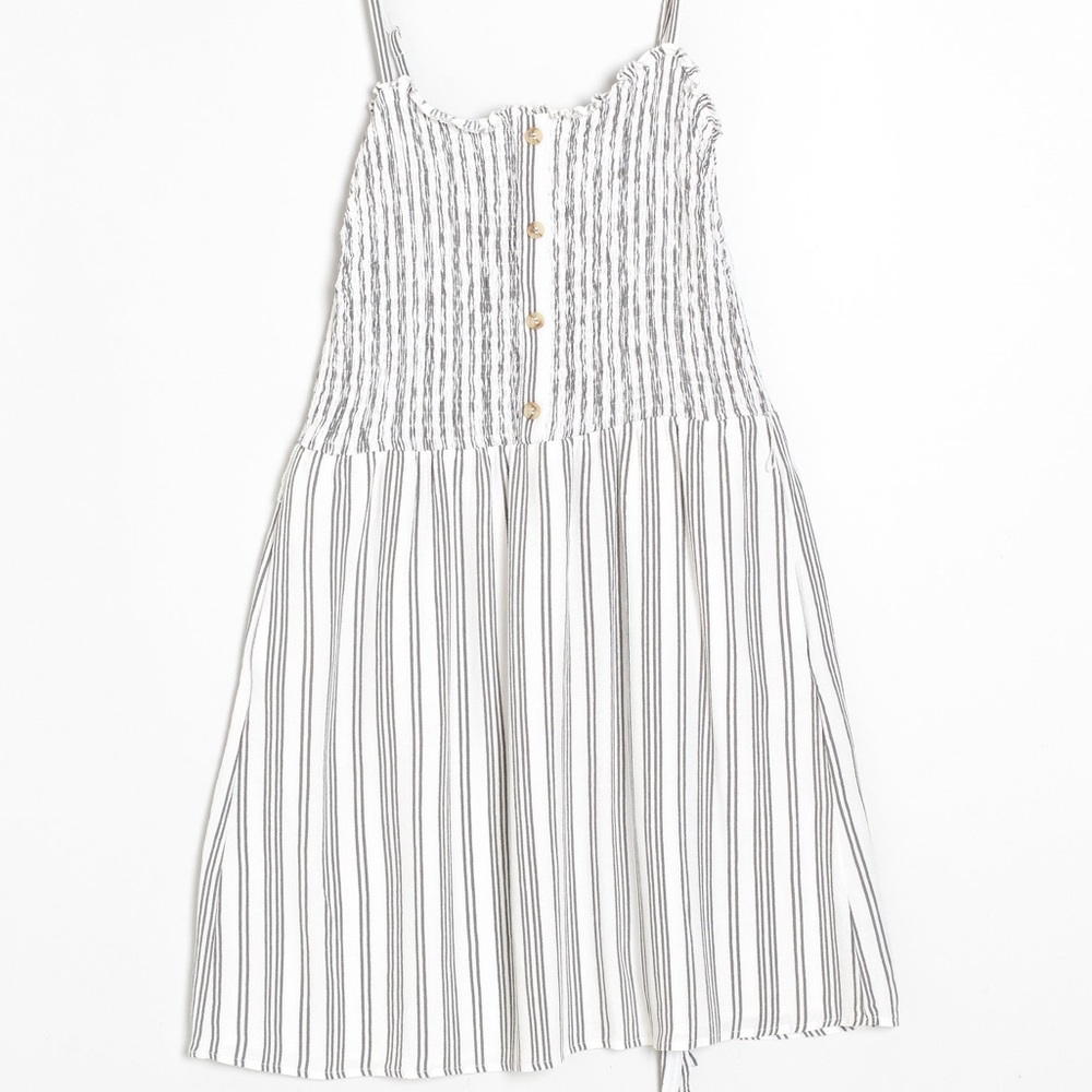Hollister Black and White Striped Mini Dress With Tie Belt